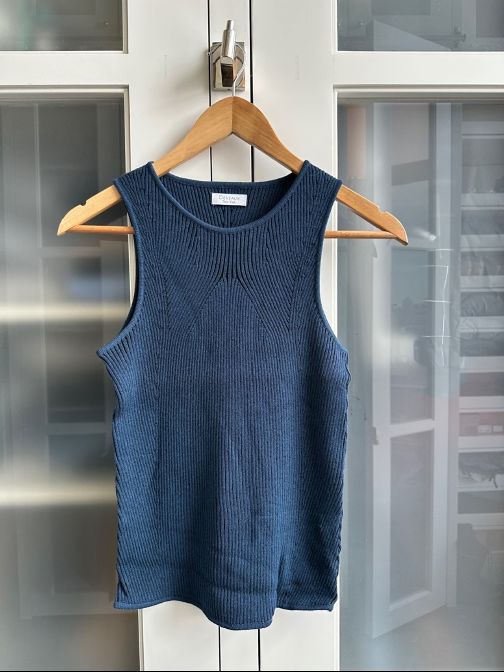 DEVEAUX NEW YORK  Navy Rib Knit Tank Top